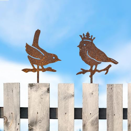 NAROSEBE Rostige Vögel Deko Rost Vogel Gartendeko Rostoptik Vogel, Gartenstecker Baumstecker Vogel Stecker Metall Rostfiguren Garten Tiere, Gartendeko Roststecker Vögel zum Schraube (Vögel)