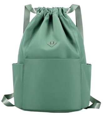 FAVORTALK Sportrucksack Damen Turnbeutel Junge Sportbeutel Beutel Rucksack Mit Reißverschluß Innentasche Einheitliche Sportbeutel Wasserdichte String-Rucksack für Schwimmen Grün - JSB040-14