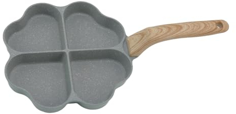 HAOHIZE Poêle à Oeufs, Poêle à Crêpes Chauffante Uniforme en Forme de Coeur Antiadhésive de 4 Tasses avec Poignée pour la Cuisine (Vert)