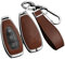 Happyit Clé Key Cover Étui Étui Coque télécommander pour Ford Focus 3 4 St Mondeo MK3 MK4 Fiesta Fusion Kuga 2013 2014 2015 2017 (Corde+Brun)