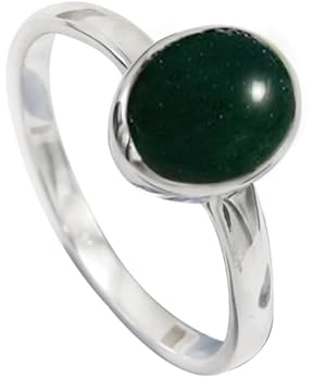JEWELFORCE 925 Sterling Silber grüner Jade-Edelstein-Ring für Herren und Damen, Stein-Band-Ring, Ring in allen Größen, handgefertigter Schmuck JSR-1078CD_71 (22.6)