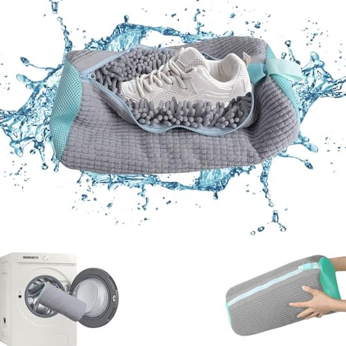 YANXINKE Sac de Lavage de Chaussures,Filet Chaussure Machine à Laver,Sac Nettoyage Chaussure,Sacs à Linge pour Chaussures,Sac à Chaussures Réutilisables,Sac Lavage Machine Laver (Gris)