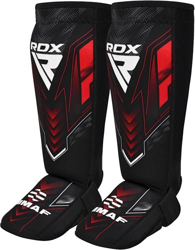 RDX IMMAF Schienbeinschoner Kickboxen, Thaiboxen Kampfsport Muay Thai MMA Spannschützer, Schienbeinschutz Polster Shin Guard Sparring, Herren Damen Fußschutz Kick Boxing Ausrüstung