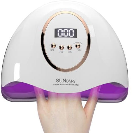 Timpou LED UV Lampe für Nägel,180W UV-Lampe für Gel-Nagellack Trockner professionelle Nagellampe, UV-Licht für Nägel mit 45 Perlen, Auto-Sensor Led Gel-Nagellampe, 4 Timer-Einstellung (BM9)