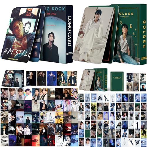 Jung-Kook Fotokarten-Set, 55 Stück I am still Album-Fotokarten + 55 goldene Album-Fotokarten, Fans, Karten, K-Pop-Merch, 2er-Pack/110 Stück
