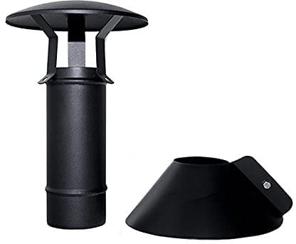 Tuyau de cheminée coaxial noir D. 80/125 terminal vertical en acier 316 pour poêle à granulés CE Made in Italy UNI 1856/2