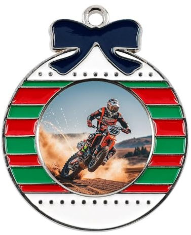 Sport-Motorrad-Weihnachtsschmuck, rund, lustig, Weihnachtsdekoration, Legierung, Weihnachtsbaumschmuck für Zuhause, Urlaub, Party-Dekoration