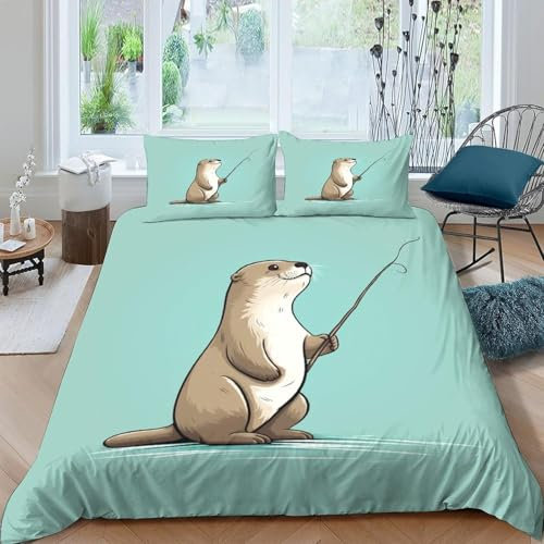 Bettwäsche Set,Bettwäsche Bettbezug 3D Tier Biber Bettbezug Drucken 3 Teilig,Microfaser Bettwäsche Super Weiche Atmungsaktive Wolf Bettbezug 155X200 cm - Komfortabel Anti-Allergisch -481Y996L045B78