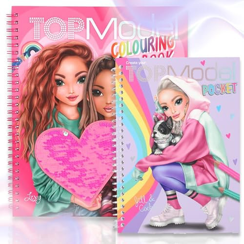 TOPModel Malbuch mit Pailletten und TOPModel Pocket Malbuch – Zwei kreative Malbücher für funkelnde Kunstwerke!