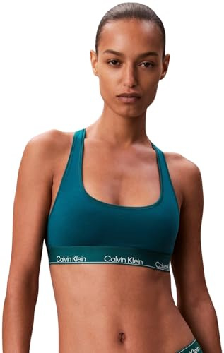 Calvin Klein Women’s Unlined Bralette with Logo Band, Blue (Turf), L