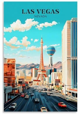 ouweri Las Vegas Nevada USA, Vintage-Reise-Poster, Kunstwerke, Leinwand, ästhetische Wandkunstdrucke, Heimdekoration, 50 x 75 cm