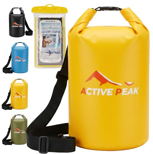 Active Peak Dry Bag 5 L wasserdichte Tasche & Packsack Wasserdichter Beutel Waterproof Bag für SUP Tasche Wasserdicht & Seesack Wasserdicht Drybag für Outdoor & Wassersport (Tropengelb 5 Liter)