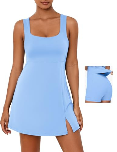 Desol Damen-Tenniskleid, Golf-Trainingskleid mit integrierten BH- und Shorts-Taschen, sportliche Trainingskleider mit verstellbaren Trägertaschen