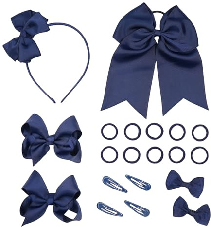 Schule Haarzubehör Set Uniform Haarschleifen Haarreif Clip Krawatten Locken Korker Bögen für Kleinkind Schule Mädchen Zubehör Set