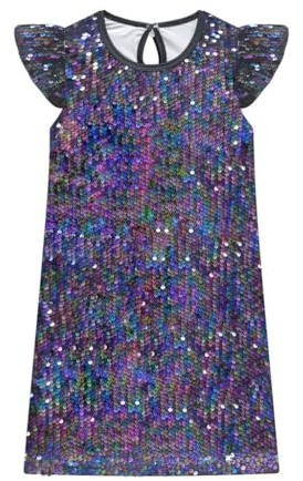 Lito Angels Girls A-Line Sequin Party Dress, Age 2-12 Years | All-over sequins, A-line shape, Round neck, Flutter sleeves, Birthday Party, Wedding, Christmas