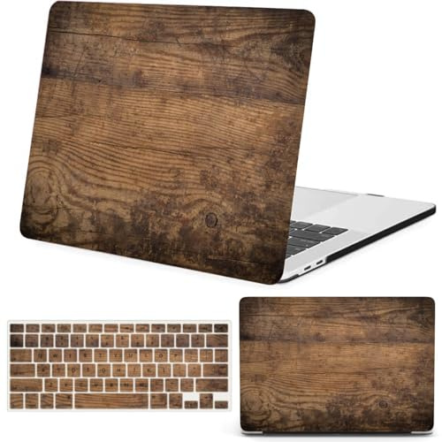 FFBOFFC Hülle für MacBook Pro 13 Zoll 2015-2012 Freisetzung Modell A1502 A1425 mit Retina Display, Plastik Hartschale Schützende Koffer & Tastaturabdeckung, Dunkelbraunes Holz
