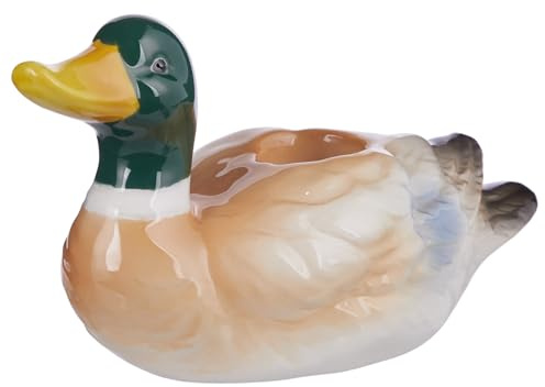 BUTLERS Kerzenhalter 16x9 cm Steingut - Duck - | Farbe Beige - Deko-Leuchter für Fensterbänke - Kerzenständer für Couchtische - Enten-Form für Festtage