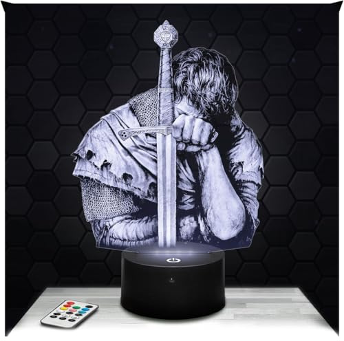 Lampephoto.fr - Lampe Kingdom C. Delivrance 1 Touch Nachtlicht Videospiele | Made in France, Sockel wählbar, dimmbar, Batterie/USB, HD-Lasergravur, Geschenk für Gamer & Geeks