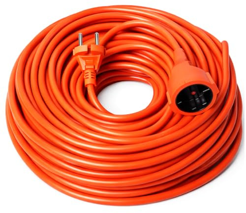 Verlängerungskabel gewickelt, Länge 40 m, 2 x 1,0 mm², Kabelquerschnitt, 1 Steckdose, IP44, für Haus, Garten, Werkstatt und Garage, Mehrfachanlagen