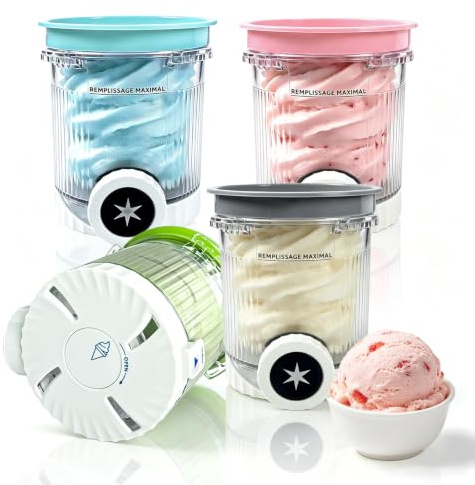 4 Stück Eiscremebehälter für Ninja Creami Swirl, 480 ML Eismaschine Zubehör | für NC700 NC701 EU Serie, Eiscreme Behälte Eisbehälter, Spülmaschinenfest und BPA-frei