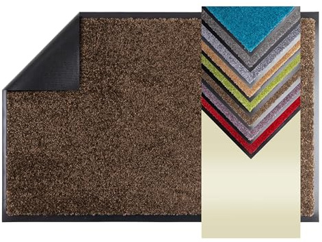 Primaflor Schmutzfangmatte Dancer | 60 x 80 cm | Dunkelbraun | Saugstarke Polyamid-Oberfläche mit rutschhemmendem Rücken für Eingang, Flur und geschützte Außenbereiche