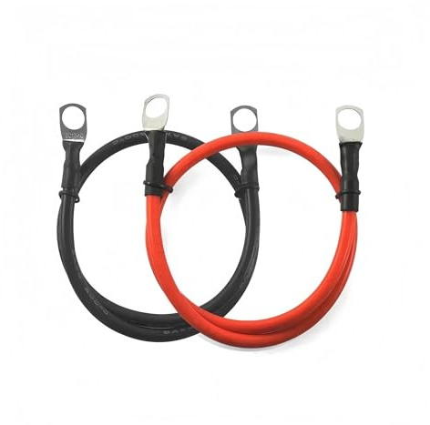 Soft Car Battery Silicone Cable with M6 M8 M10 Lug Red Black 4 3 AWG Electrical Wire for Auto RV Solar Panel Inverter UPS(Red Black 0 AWG,M8-M8,200cm-6.56ft)