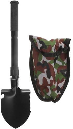 Homoyoyo Pelle en Métal Robuste avec Pochette de Rangement, Pelle à Sable Compacte pour Détecteur de Métaux, Outil Multifonction pour Jardinage, Camping et Détection D’Or en Extérieur