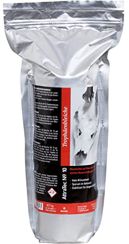 ATTRATEC No 10 Trophäenbleiche für Geweihe Aller Art, stabilisierte 11,9% Wasserstoffperoxidlösung für Bearbeitung jeglicher Geweih-Trophäen, Inhalt 1kg Bleichmittel auf Basis von Wasserstoffperoxid
