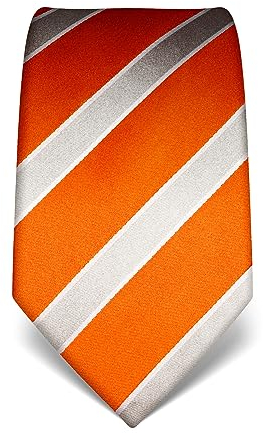 Vincenzo Boretti Herren Krawatte reine Seide gestreift edel Männer-Design zum Hemd mit Anzug für Business Hochzeit 8 cm schmal/breit orange