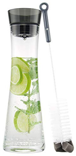 bremermann Glaskaraffe AMISA 1 Liter, Funktions-Ausgießer, Wasserkaraffe (Grau)