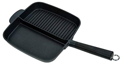 MASTERPAN Poêle à repas, anti-adhésive en fonte d'aluminium, 28 cm (2 sections), noire