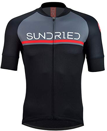Sundried Mens Short Sleeve Cycling Jersey Road Bike Cycling Top Mountain Bike Shirt (Black, L)