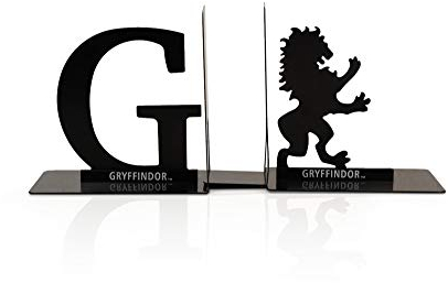 Serre-livres en métal Harry Potter – Motif maison de Poudlard Gryffondor noir – Support de livre décoratif – Pour la maison, le bureau, la cuisine, la chambre – Présentoir de collection de livres pour