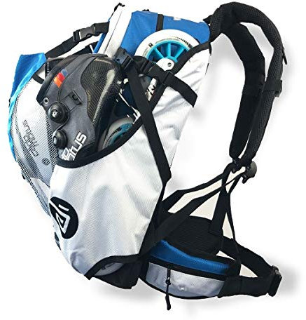 CADOMOTUS Airflow Sportrucksack 30+15L - Fahrrad Rucksack - MTB Rucksack - Inline Skater Rucksack Erwachsene - Ultraleicht und mit Rückenbelüftung, Helmfach und Schuhfach - Olympia Blau