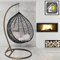 GOODS EMPORIUM Premium Hanging Egg Chair Outdoor Garden Swing Chair Hammock Chair with Cushions - FREE COVER INCLUDED (Large, Brown - Black - Grey)