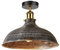 LEDSone Vintage Retro Industrial Semi Flush Mount Ceiling Light LED Lamp Fixture Kitchen Light Ceiling Metal Large Rustic 36cm Shade Pendant Lampshade Fitting for Bedroom Farmhouse (Brushed Silver)