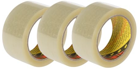 3M Scotch 371 Industrial-Grade Packaging Tape, Clear, 50 mm x 66 m, 3 rolls | High-Performance Tape for Medium-Duty Box Sealing, Moving, Packaging and Shipping