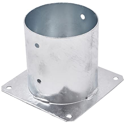 TRIBECCO® Douille à visser pour poteaux en bois rond galvanisé à chaud (Ø 140 mm) Support de poteau douille de sol rond Support de clôture manchon plaque de fond ancre