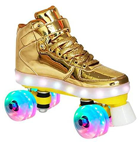 LETIAN Rollschuhe Für Damen, Hochwertige Canvas Rollschuhe, Rollschuhe Mit Leuchtenden PU-Rädern, Geeignet Für Jugendliche Und Erwachsene A,42