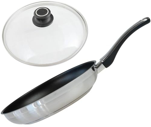 BAF Pfanne Induktion Ø 28 cm mit Deckel (Set) - hoher Rand - große antihaftbeschichtete Bratpfanne aus Edelstahl