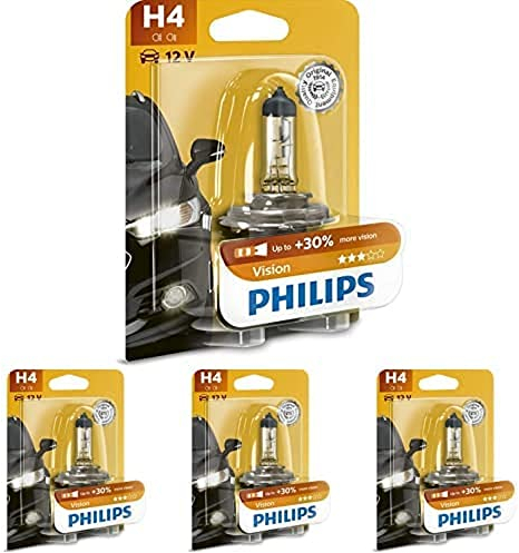 Philips 730010 12342PRB1 Vision 0.3 H4 Scheinwerferlampe 12342PRB1, 1er Blister, 4er Packung