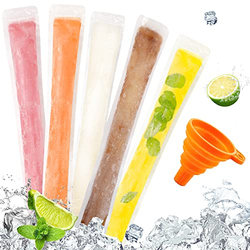 120 Stück Popsicle Taschen Popsicle Taschen Popsicle Formen Beutel BPA-frei Eis Pop Beutel mit einem Trichter für Joghurt, Eisbonbons, Eiscreme, Gastgeschenke