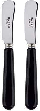 SABRE PARIS - Set of 2 Spreader Knives 5.5 inches - Pop Collection - Perfect for Butter, Tapenades, Spreads - Stainless Steel & Acrylic - Dishwasher Safe - Black