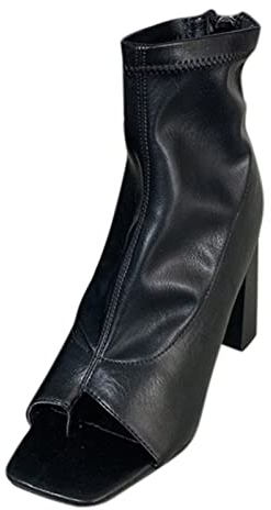 NOAGENJT Stivali Giardini Inverno Tacco spesso Sandalo posteriore Pesce alla moda con cerniera Stivali alti da donna Stivali da donna con cerniera a bocca Anfibi in Saldo