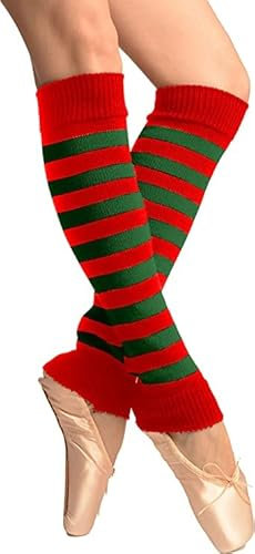 GA COMMUNICATIONS LADIES & GIRLS ANKLE LEG WARMERS FLUORESCENT NEON STRETCH FIT COMFORT TUTU FANCY DRESS ACCESSORY [Red Green]