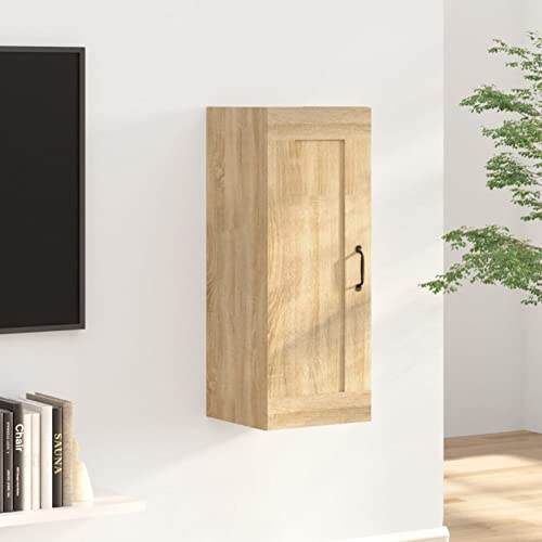 ZEYUAN Hängeschrank, Wandschrank Wohnzimmer, Aufsatzschrank, Sonoma-Eiche 35x34x90 cm Holzwerkstoff
