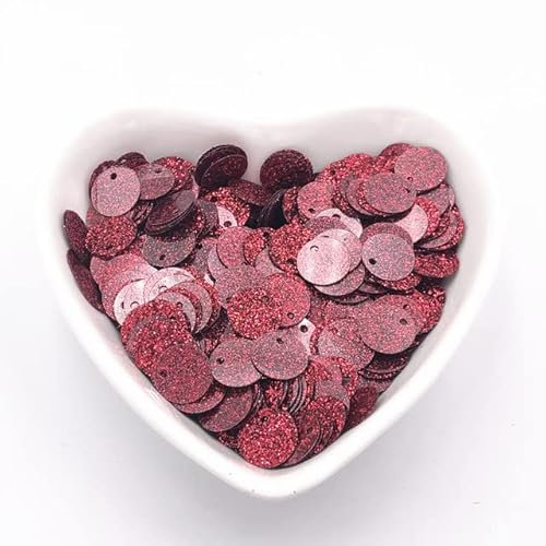 10 g/Beutel 10 mm Glitzerpuder Pailletten runde flache Pailletten PVC Pailletten DIY Hochzeit Nähen Nail Art Craft Pailletten Zubehör-rot,10mm