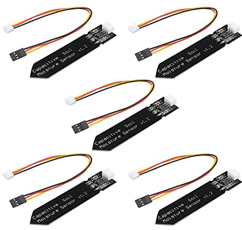 Stemedu Kapazitives analoges Bodenfeuchtigkeitssensor-Modul, 3,3 ~ 5,5 V, korrosionsbeständig, Feuchtigkeitserkennung, Sensoren, DIY, elektronisch, für Arduino, Raspberry Pi, 5 Stück