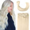 Sindra Clip in Extensions Echthaar Human Hair 14 Zoll 35cm 6 Stück 100 Gramm Platinblonde Clip in Haarverlängerung Seidig Natürliche Echthaar Extensions C#60 14 Zoll