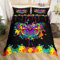 Juego de Ropa de Cama de Mariposa de Acuarela,Funda de edredón de teñido Anudado,Tinta Colorida,Arte Fluido,Juego de Cama de Mariposas voladoras de ensueño,Individual,rústico,estético,Animal